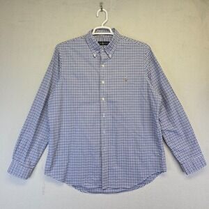 Ralph Lauren Shirt Mens XL Blue Long Sleeve Button Up Plaid Preppy Business Work